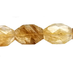 GOLD RUTILATED QUARTZ FACETED FREEFORM 22X30MM